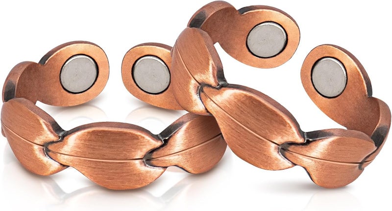 Auramag Copper Rings for Women, Magnetic Thumb Rings with 3500 Gauss Magnets, 100% Pure Copper, Jewelry with Gift Box (2 PCS) - Image 1